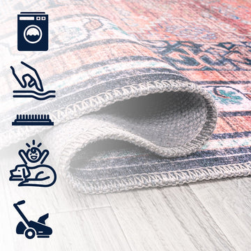 Dalyan Geometric Medallions Washable Area Rug